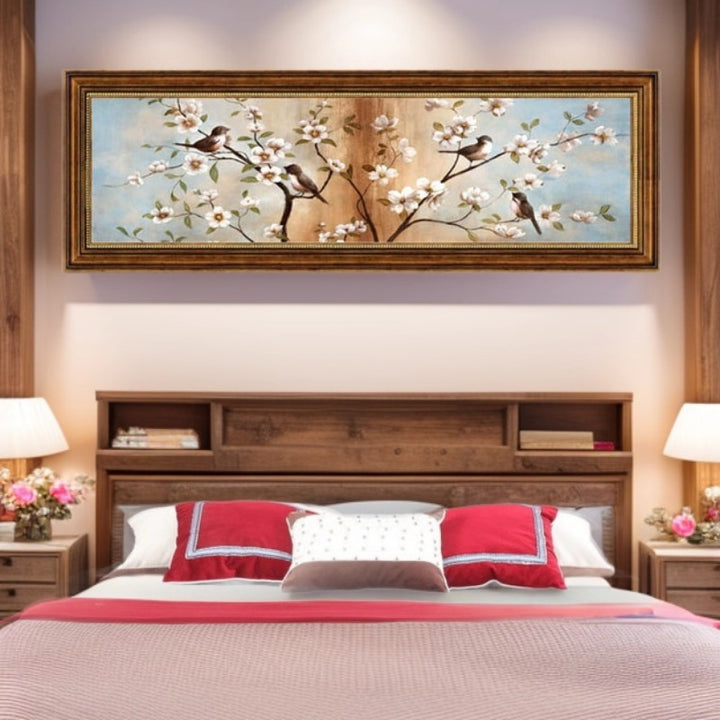 Elegante Bloemrijke Canvas Muurkunst