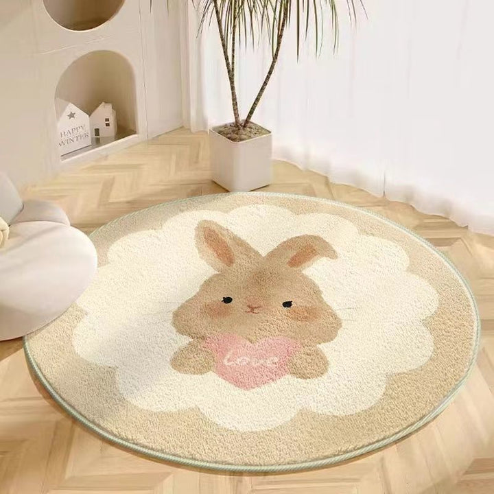 Pluche Dierenthema Ronde Vloerkleed