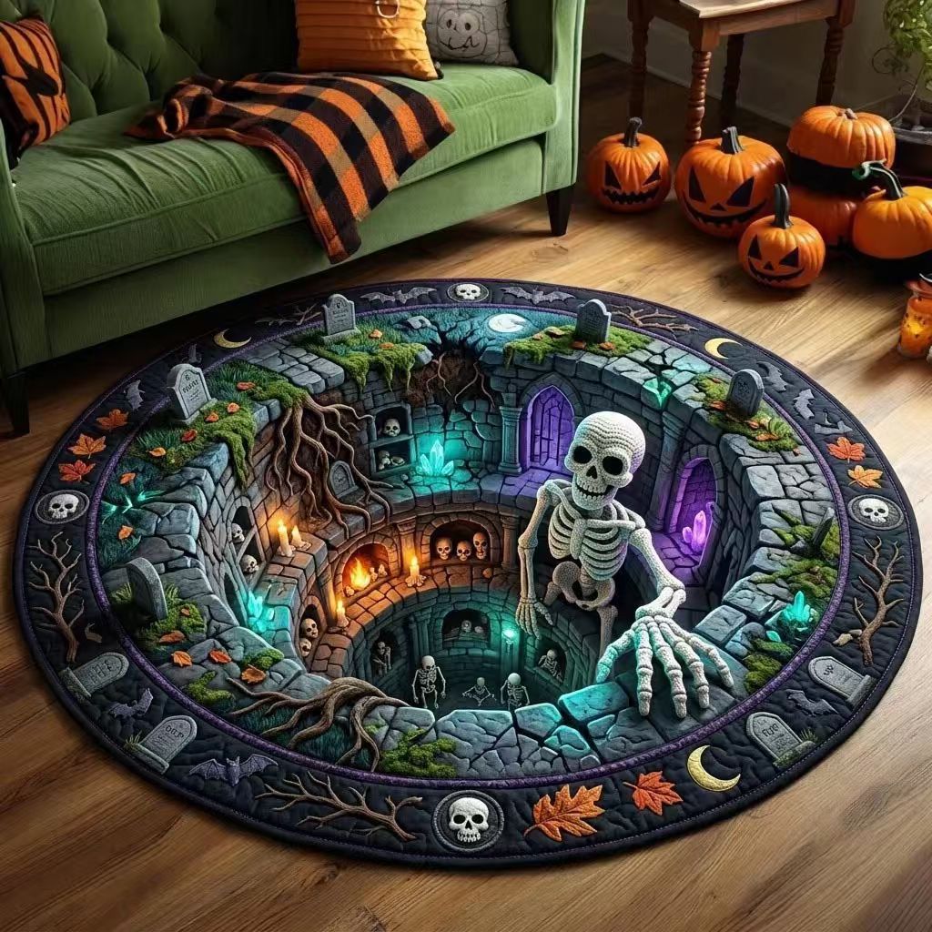 3D Pompoen Thema Vloerkleed