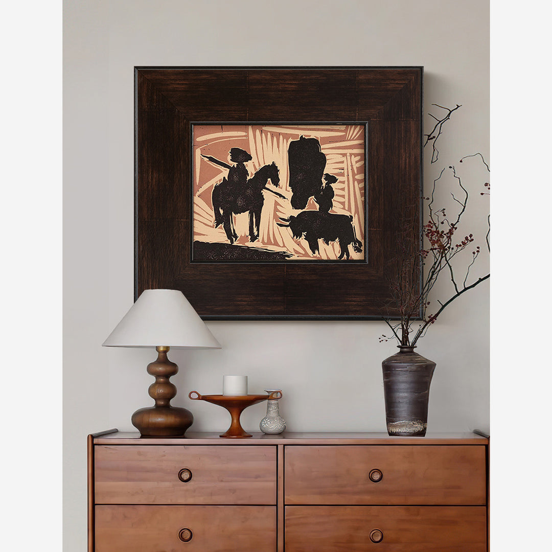 Ingelijste Wanddecoratie die een Rustieke Cowboyscene Weergave