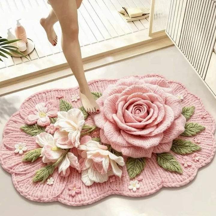 Bloemmotief Pluche Badmat