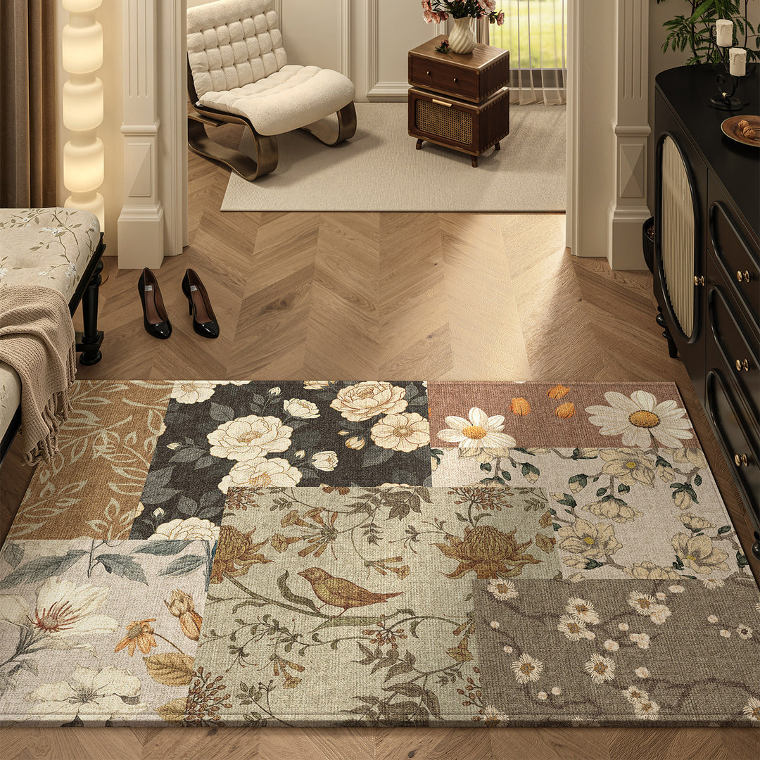 Decoratieve Bloemen Patchwork Tapijt