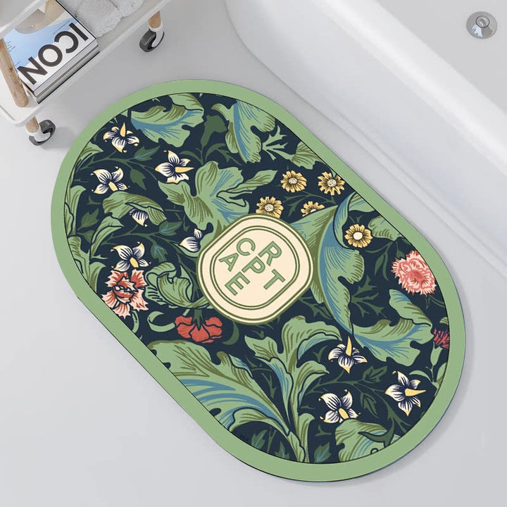 Ovale Bloemenpatroon Badmat