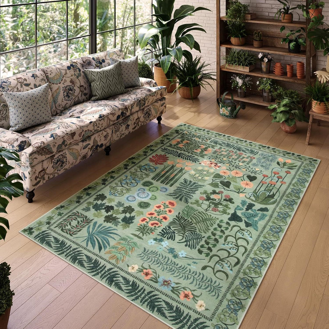 Botanisch Patroon Vloerkleed voor Natuurlijke Huisdecoratie