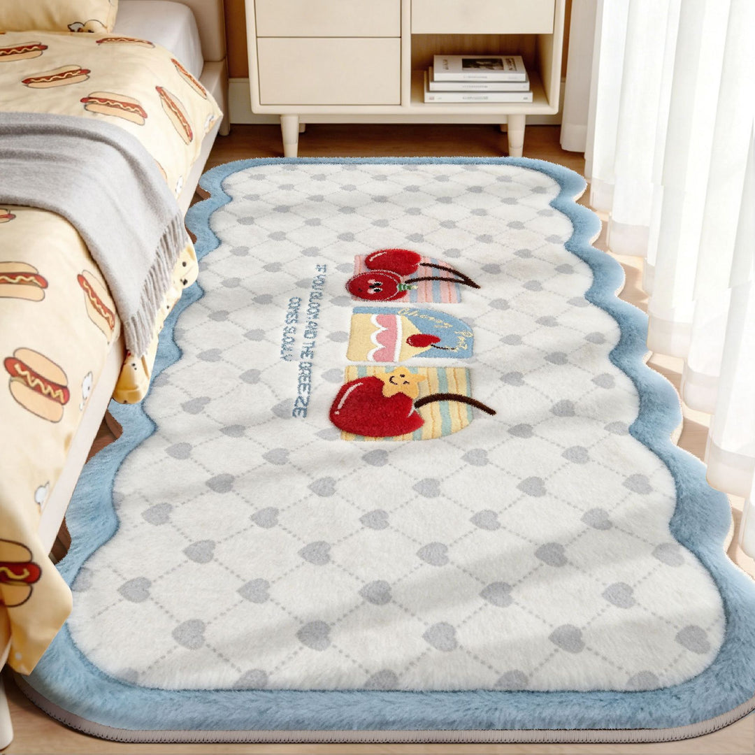 Pluche Speelse Bunny en Paddenstoel Vloerkleed