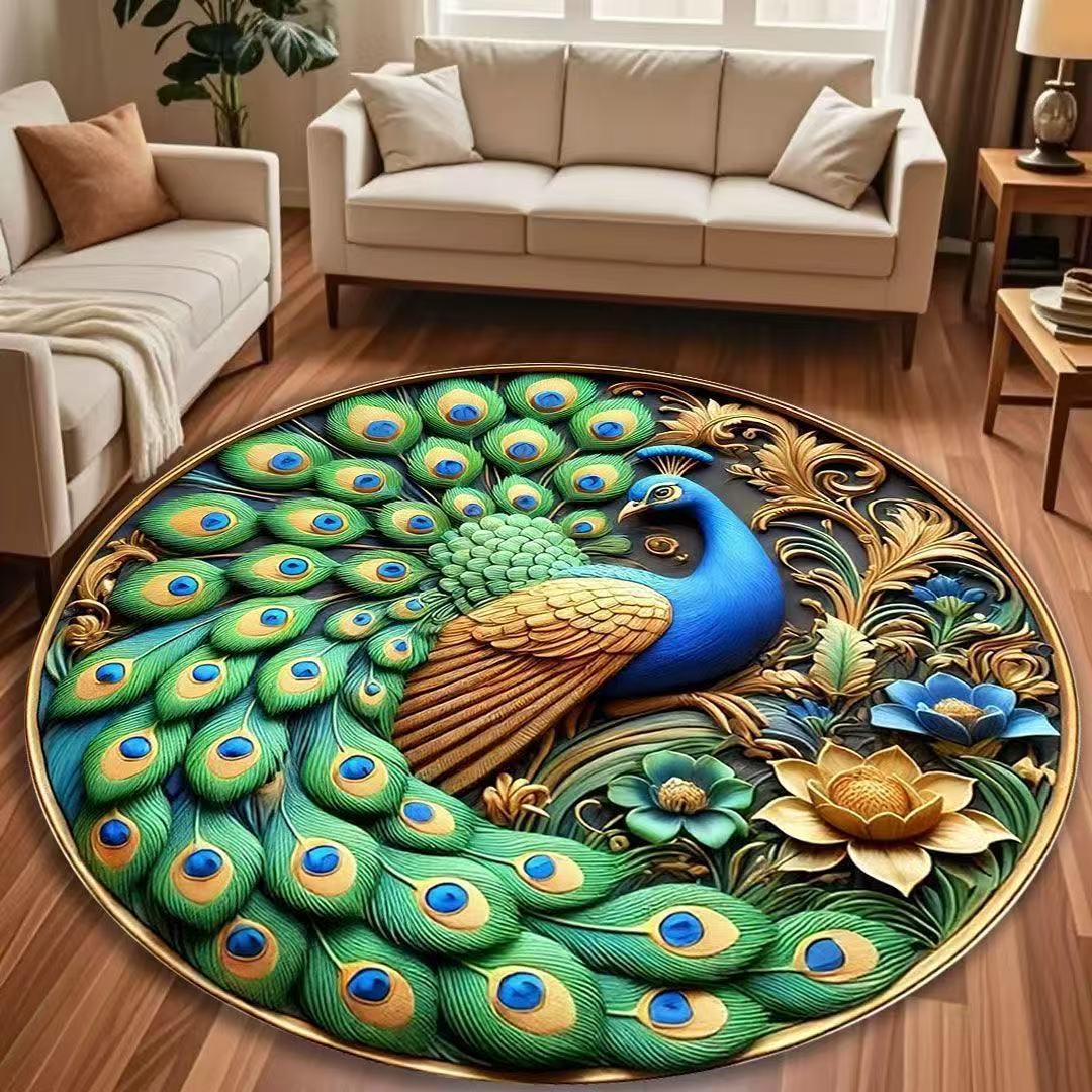 Pauwen geïnspireerd Glazen Decoratief Tapijt