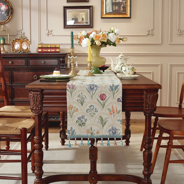 Bloemen Borduur Tafel Loper