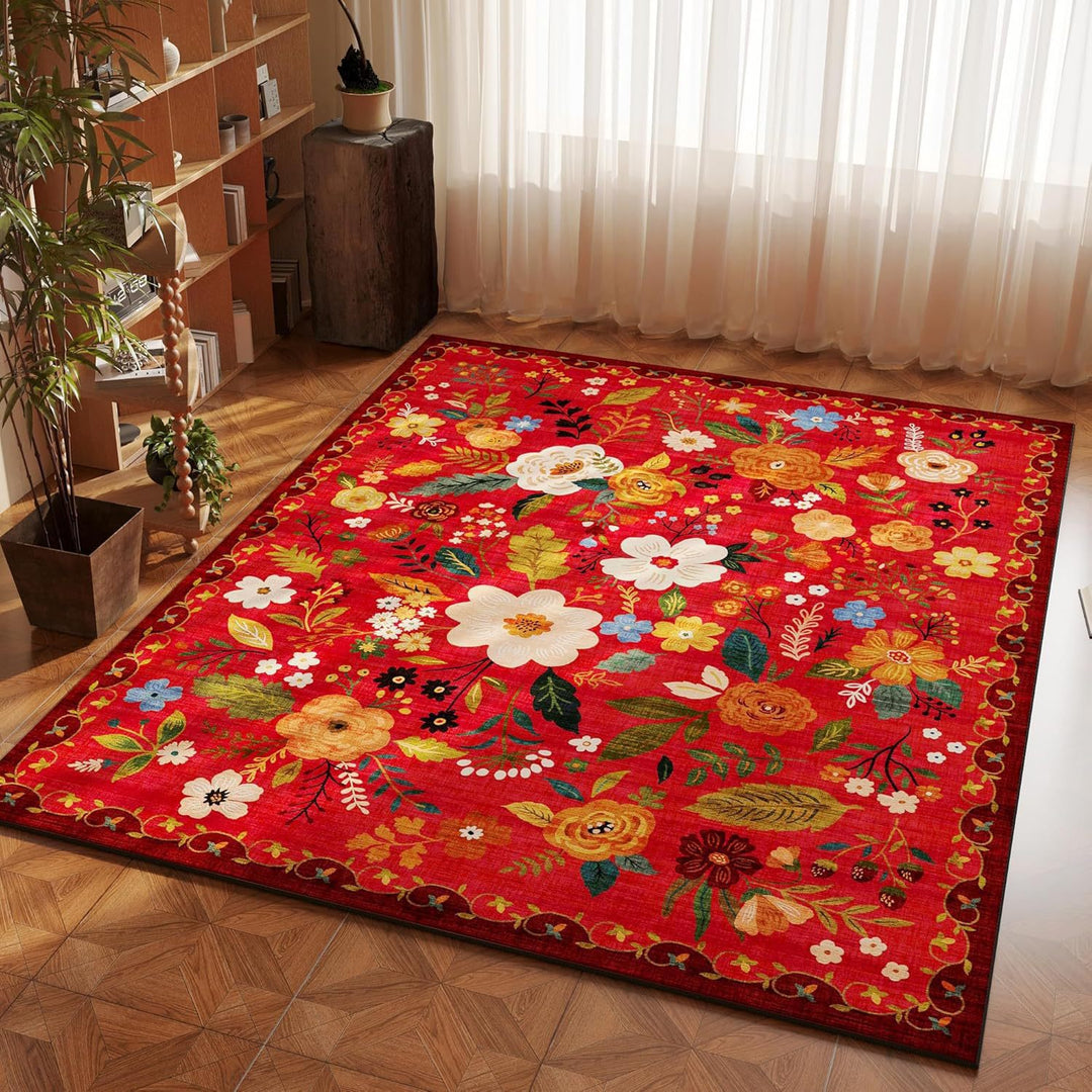 Bloemenprint vloerkleed