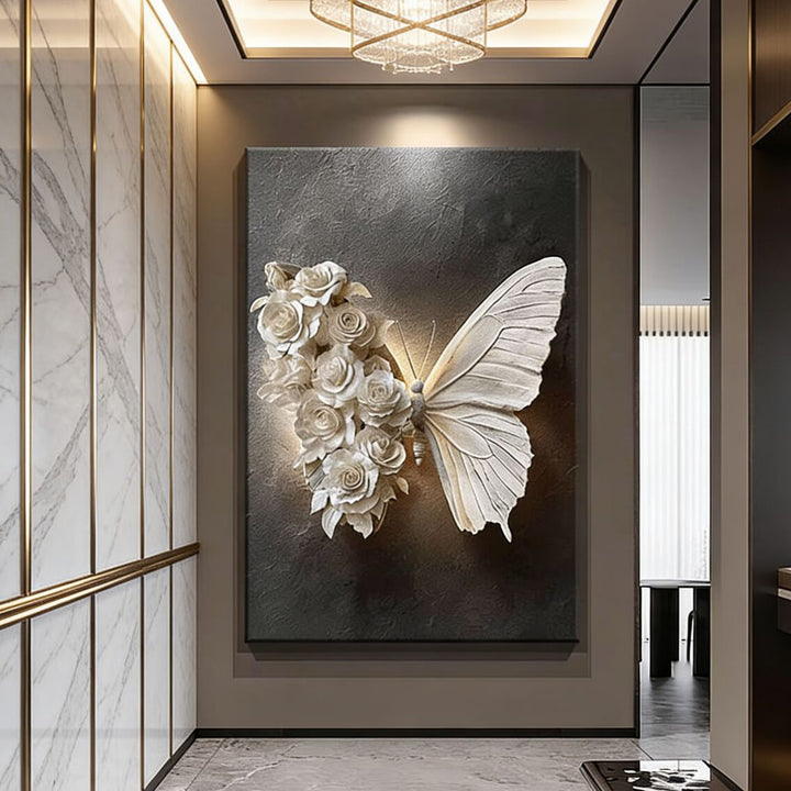 3D Bloem Vlinder Muur Kunst Sculptuur