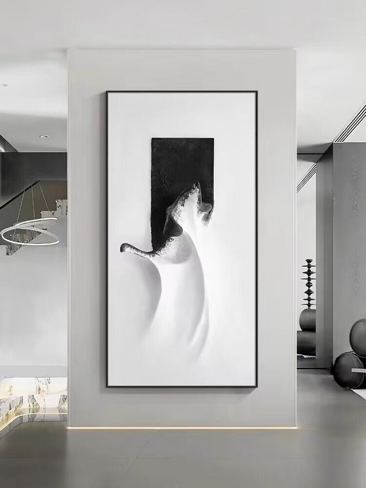 Moderne Monochrome Abstracte Canvas Kunst