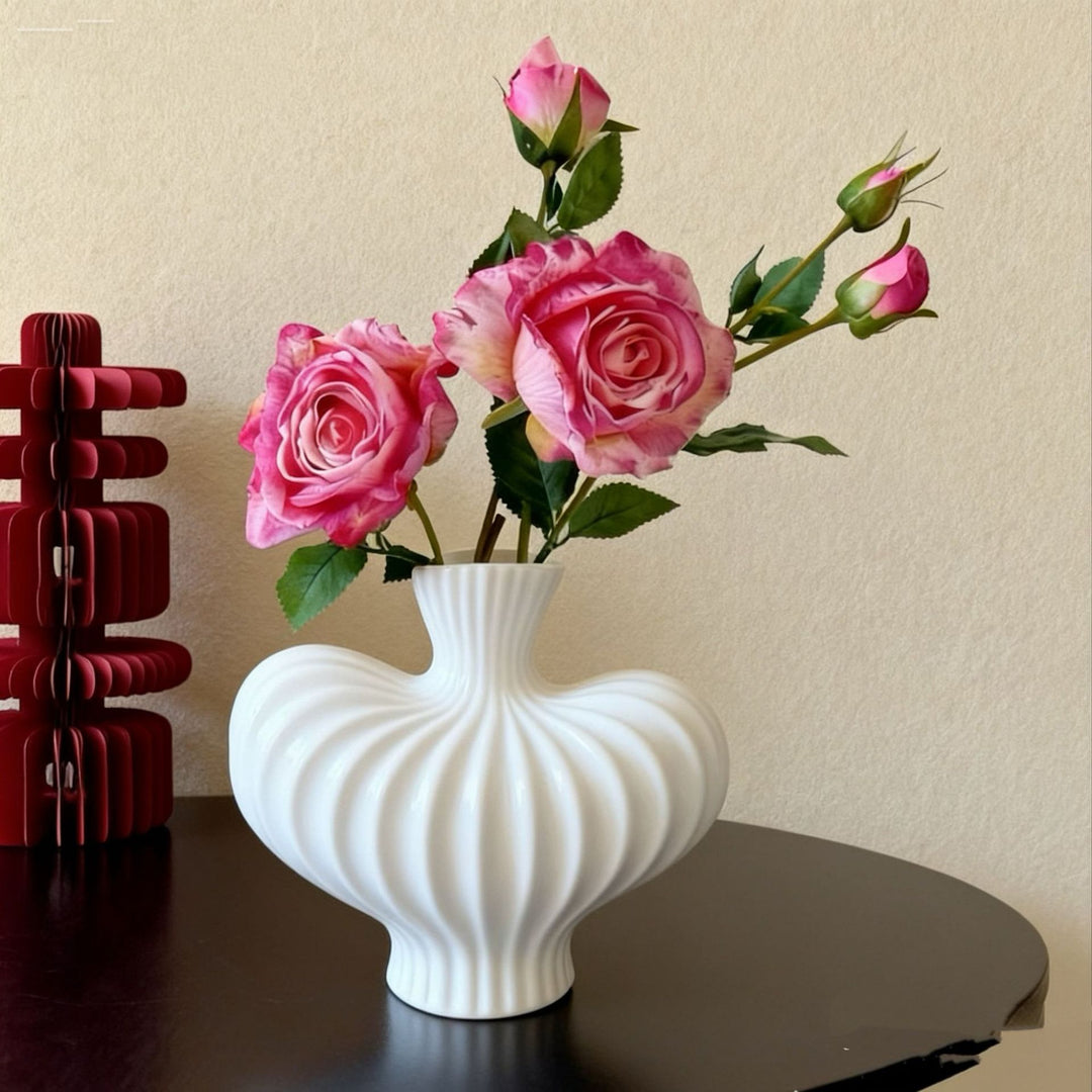 Decoratieve Ribbel Keramische Vaas voor Thuisdecoratie