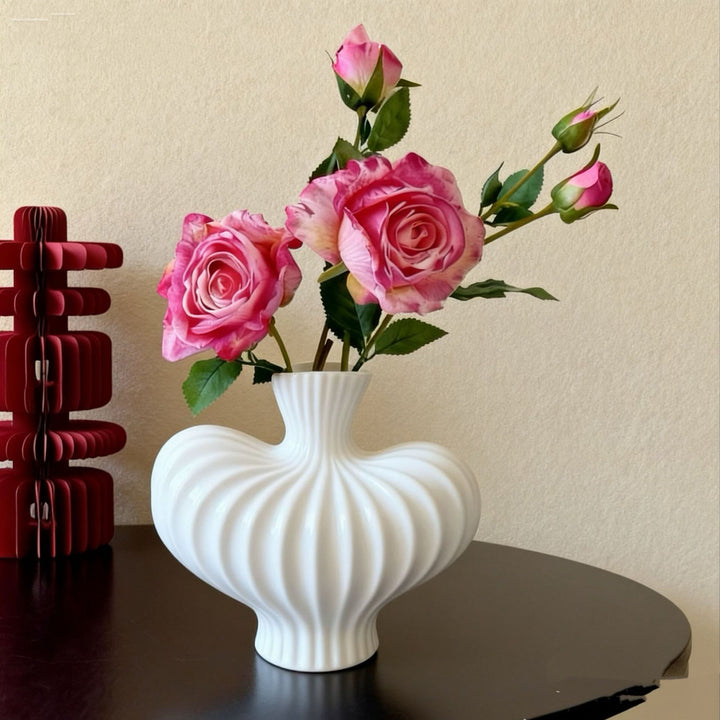Decoratieve Ribbel Keramische Vaas voor Thuisdecoratie