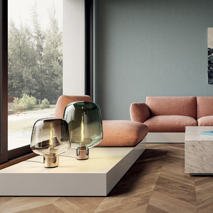 Decoratieve Glazen Tafel lamp met Uniek Vormige Kap