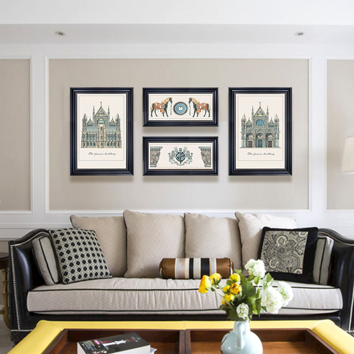 Vintage Architectonische Print Muur Decoratie Set