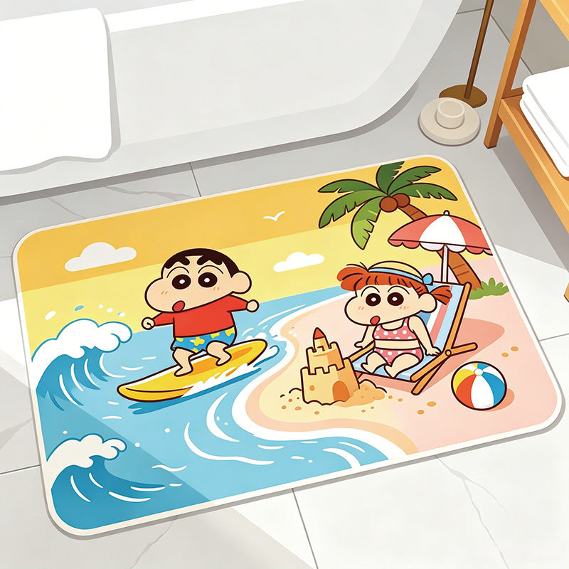 Speelse Cartoon Strand-Thema Badmat