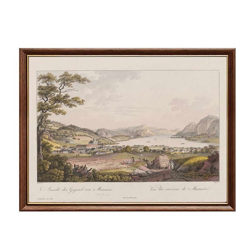 Vintage Landschap Ingeregeld Afdruk