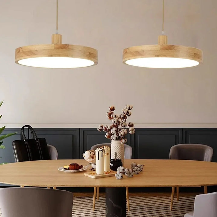 Moderne Nordic LED Hanglamp – Houten Hanglamp met 3 Kleur opties voor Eetkamer, Slaapkamer en Café