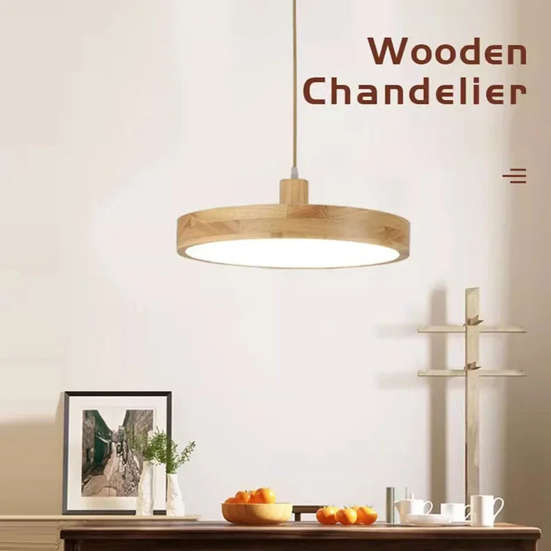 Moderne Nordic LED Hanglamp – Houten Hanglamp met 3 Kleur opties voor Eetkamer, Slaapkamer en Café