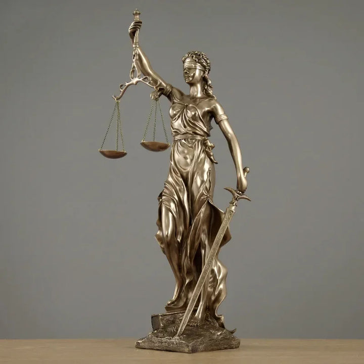 ERMAKOVA Europese antieke bronzen Griekse godin van de rechtvaardigheid standbeeld Fair Angels hars sculptuur ornamenten bureau huisdecoratie cadeau