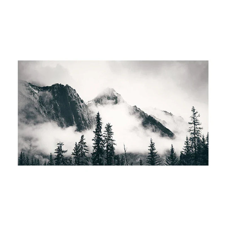 Noordelijke Landschappen Bos Berg Wildernis Wanddecoratie Fotokunst Canvas Prints Zwart Wit Posters voor Woonkamer Moderne Thuis Kantoor Decor