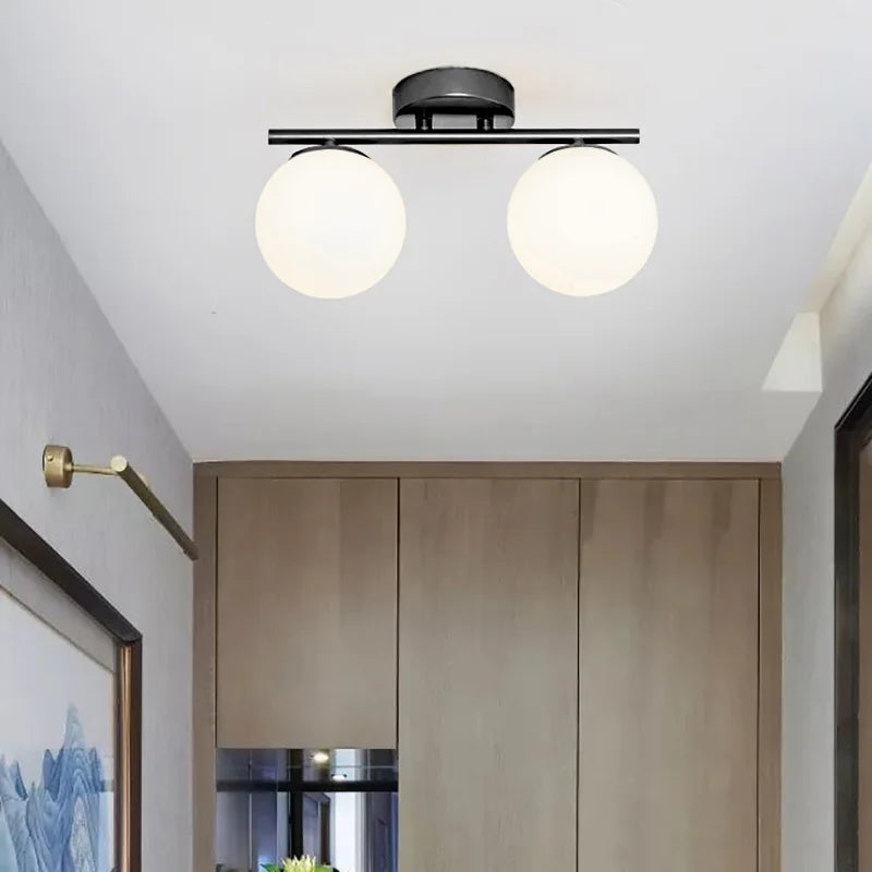 Moderne Nordic LED Plafondlamp – Gouden IJzeren en Glazen Lamp voor Gang, Corridor, Kledingkast, Balkon en Slaapkamer