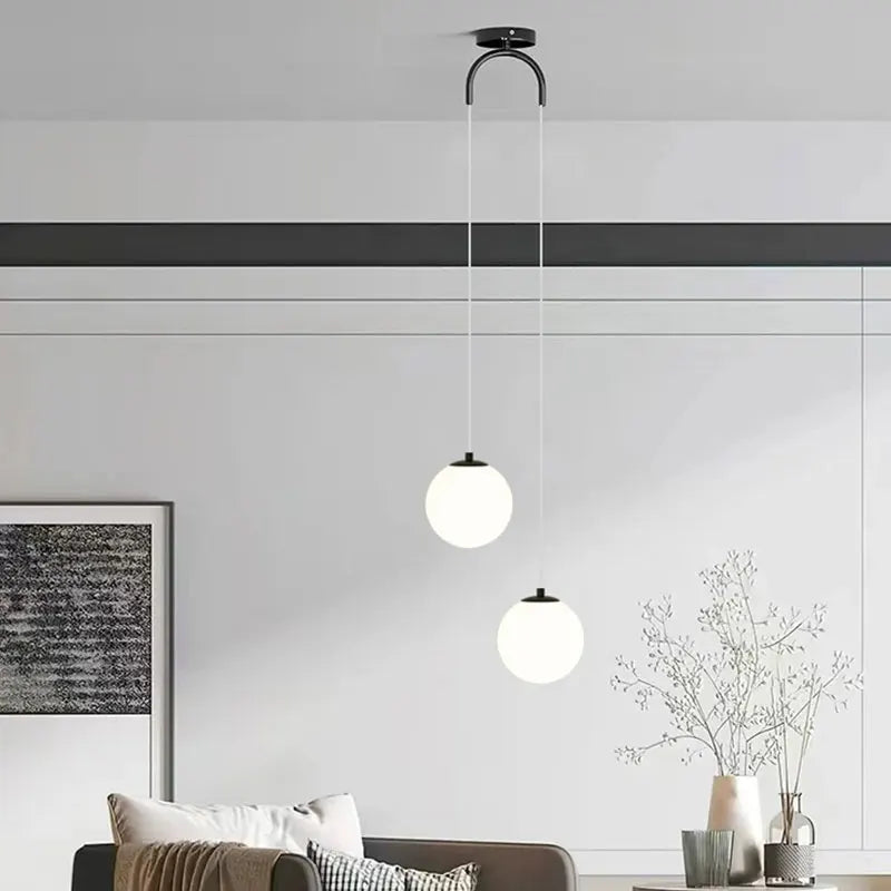 Moderne Glass LED Pendant Light – Nordic Style Hanglamp voor Woonkamer, Slaapkamer, Restaurant en Bar, 220V AC, Binnenverlichtingsarmatuur
