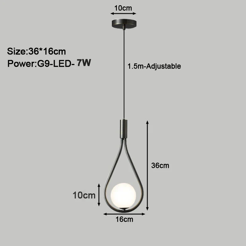 Moderne LED Hanglamp – Noordse gesatineerde glazen bal kroonluchter met G9-lamp voor slaapkamer, woonkamer en eetkamer