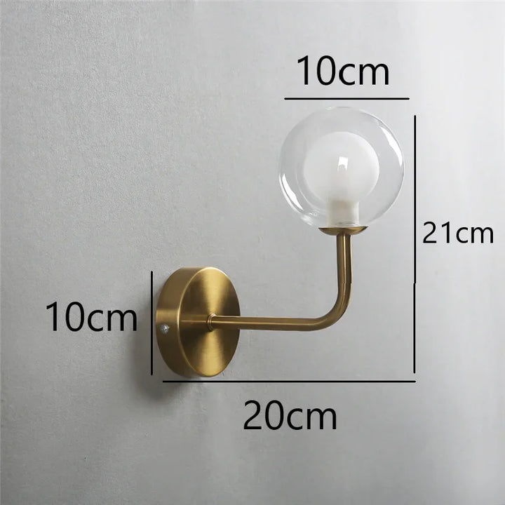 Moderne metaaldraad- en glasball wandlamp - Scandinavische wandverlichting voor woonkamer, slaapkamer, gang, hal en trap - AC-gevoed, LED-lamp inbegrepen