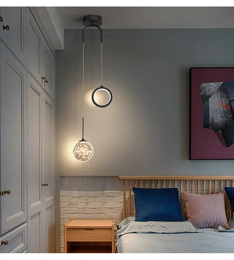 Moderne LED pendelstuk – 2-weg binnenhanglamp voor woonkamer, slaapkamer, eettafel met instelbare 3 lichtkleuren