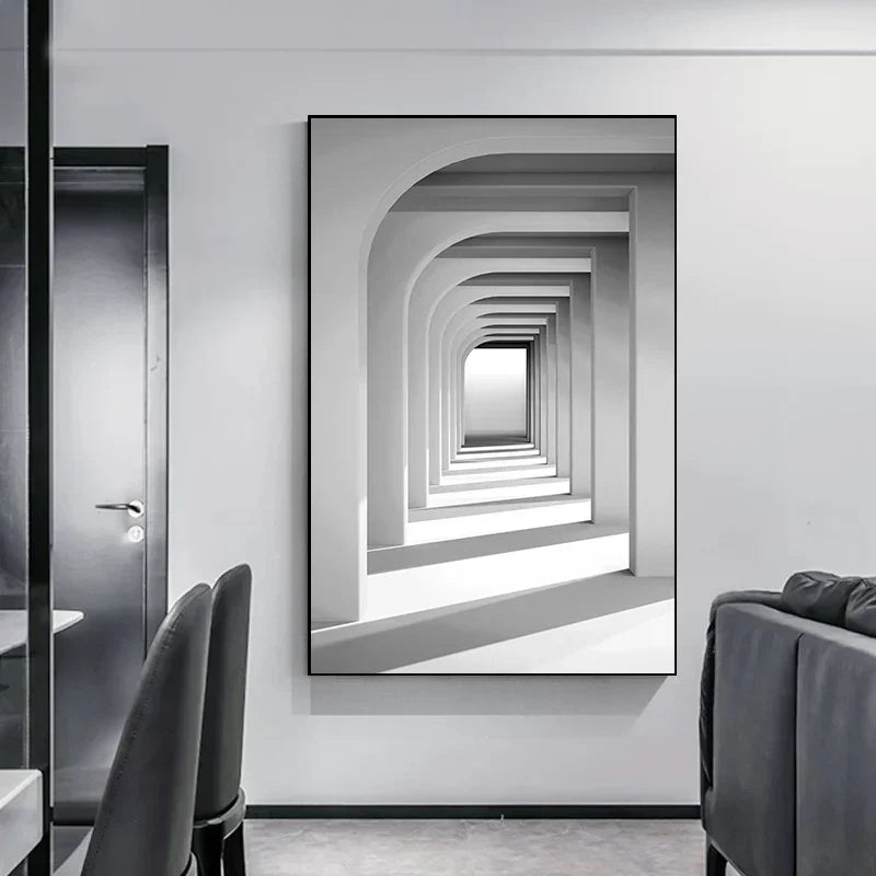 Minimalistische abstracte architectonische wandkunst Fijne kunst canvasprints Posters afbeeldingen voor moderne woonappartement woonkamer kantoor decor