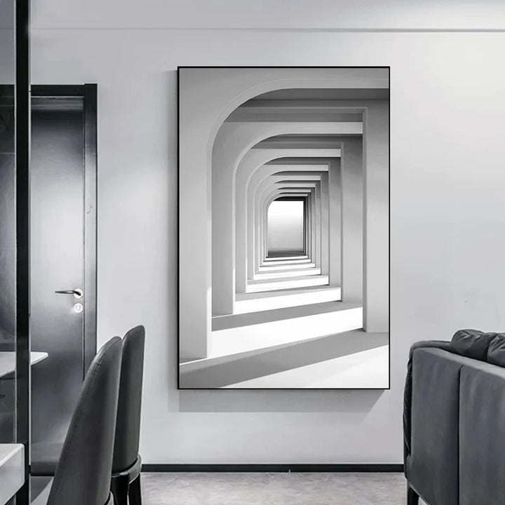 Minimalistische abstracte architectonische wandkunst Fijne kunst canvasprints Posters afbeeldingen voor moderne woonappartement woonkamer kantoor decor