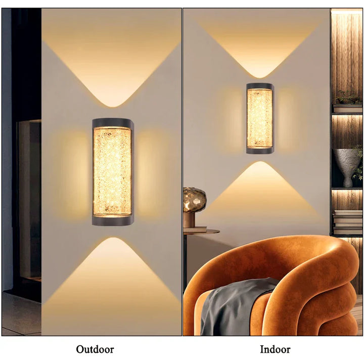 Moderne waterdichte LED-buitenwandlamp - Kristal-wandlamp voor tuin-, patio- en deurverlichting