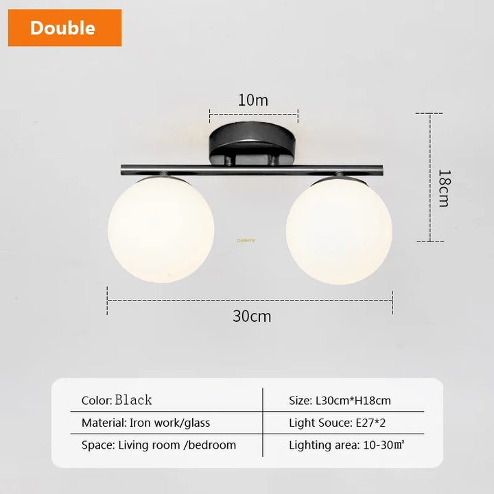 Moderne Nordic LED Plafondlamp – Gouden IJzeren en Glazen Lamp voor Gang, Corridor, Kledingkast, Balkon en Slaapkamer