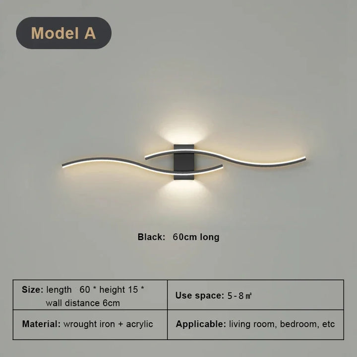 Moderne LED Wandlamp - Zwarte, witte en gouden wandlamp voor woonkamer, slaapkamer, nachtkastje en decoratieve verlichting