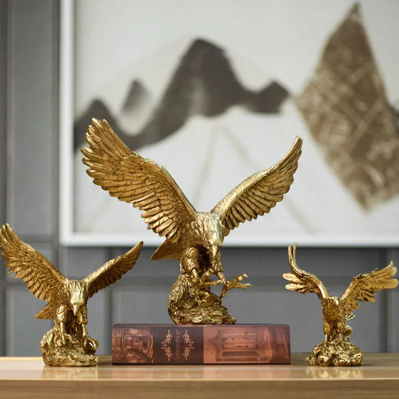 Harz Gouden Adelaar Standbeeld Kunst Dier Model Collectie Ornament Thuis Kantoor Bureau Feng Shui Decor Figuren eenvoudig