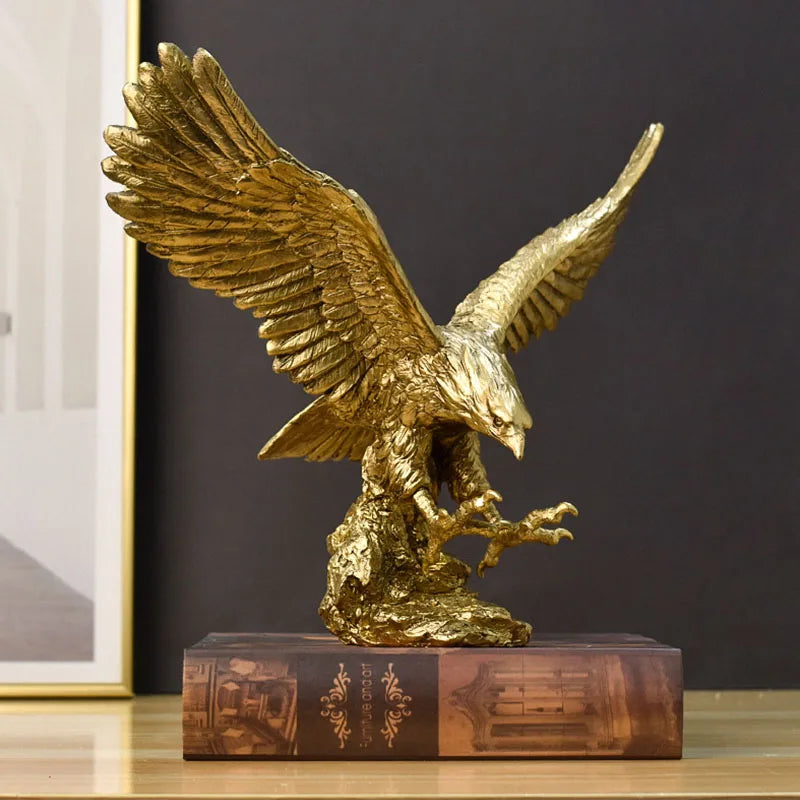 Harz Gouden Adelaar Standbeeld Kunst Dier Model Collectie Ornament Thuis Kantoor Bureau Feng Shui Decor Figuren eenvoudig