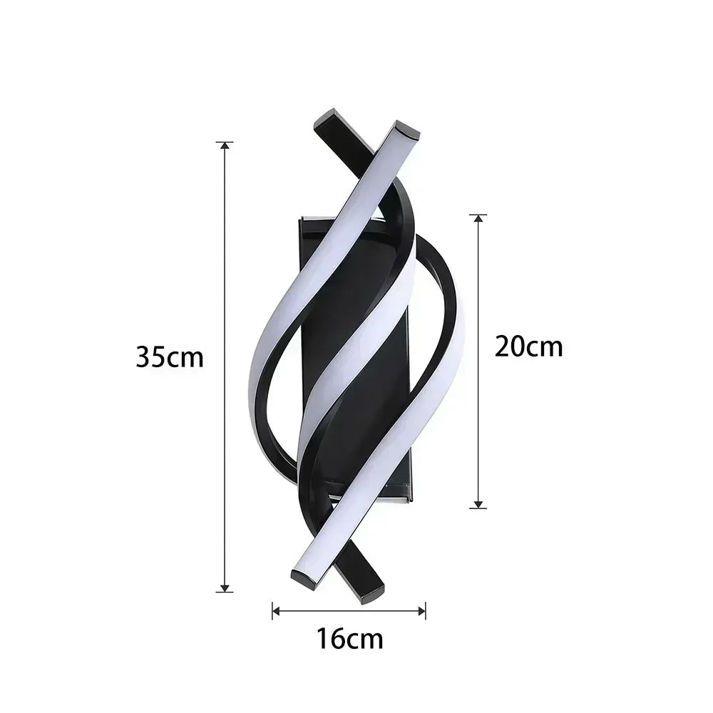 Moderne LED Wandlamp – Gebogen Spiraal Ontwerp Wandlamp voor Woonkamer, Slaapkamer, Gang en Huisdecor
