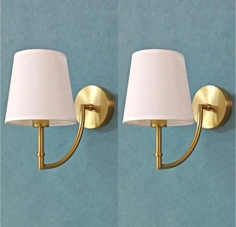 Nordic Minimalist Wandlamp – Moderne linnen lampenkap met elleboog-ontwerp voor woonkamer, slaapkamer en trappenhuis