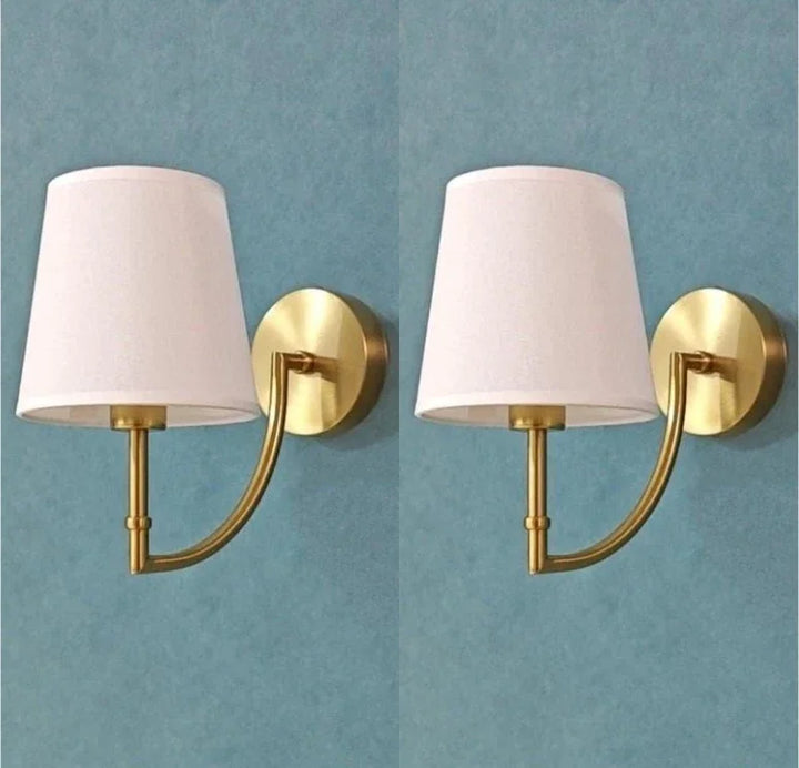 Nordic Minimalist Wandlamp – Moderne linnen lampenkap met elleboog-ontwerp voor woonkamer, slaapkamer en trappenhuis