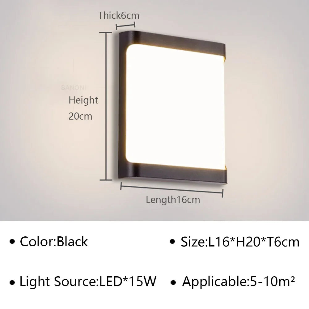 Moderne LED buitenwandlamp - Waterdichte tuinwandlamp, wandlicht voor gang, balkon en ingangsdecoratie