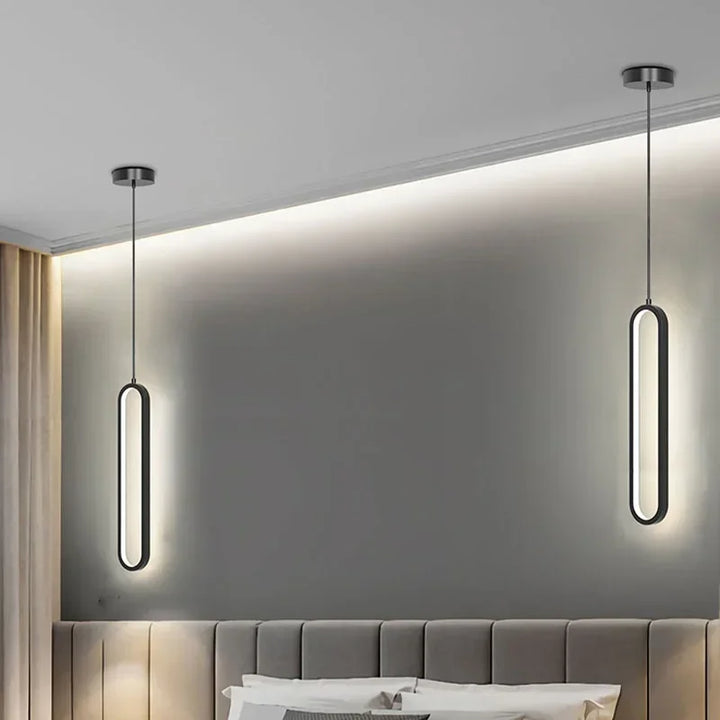 Moderne LED Pendellicht - Zwarte en gouden hanglamp voor slaapkamer, woonkamer en eetkamer - Stijlvolle binnenverlichting