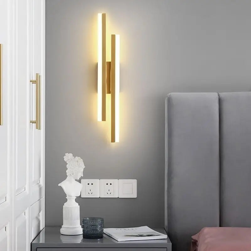 Moderne LED Wandlamp – Zwarte & Gouden Acryl Wandlamp voor Woonkamer, Slaapkamer en Interieurontwerp