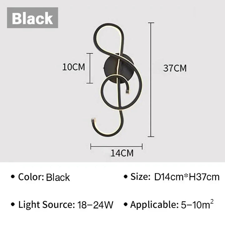 Moderne LED Wandlamp - Muzieknoot Wandlamp voor Slaapkamer, Woonkamer en Kantoor, Aan/Uit Touch, Op en Neer Lichtrichting, Binnen Decoratie