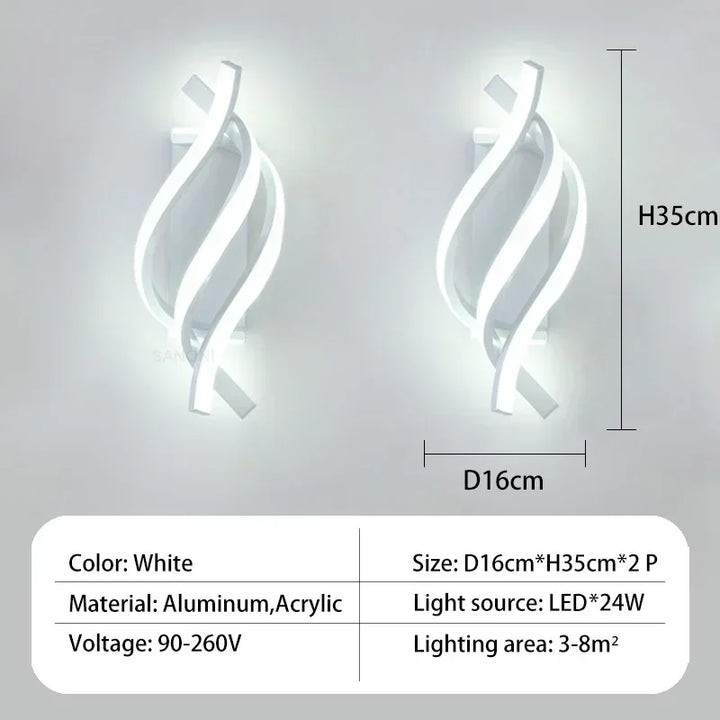 Moderne LED Wandlamp – Gebogen Spiraal Ontwerp Wandlamp voor Woonkamer, Slaapkamer, Gang en Huisdecor