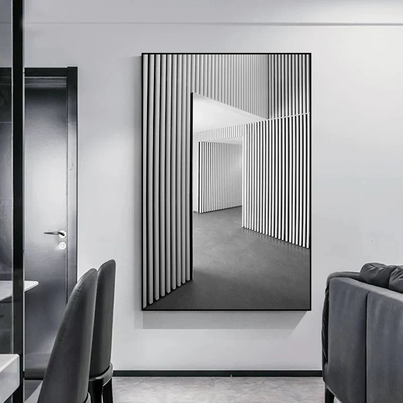 Minimalistische abstracte architectonische wandkunst Fijne kunst canvasprints Posters afbeeldingen voor moderne woonappartement woonkamer kantoor decor