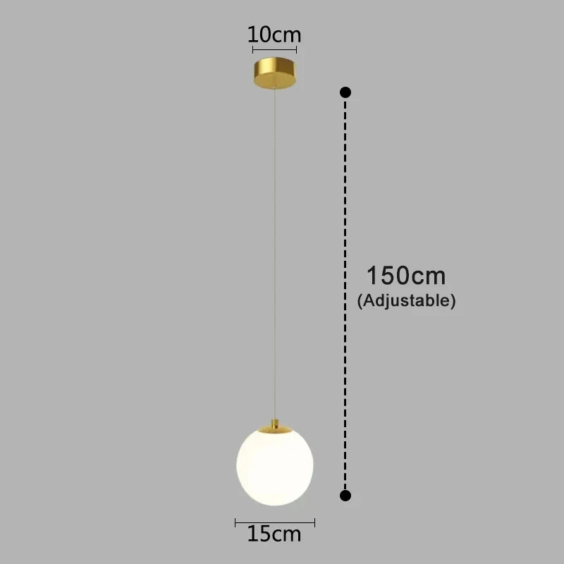 Moderne Glass LED Pendant Light – Nordic Style Hanglamp voor Woonkamer, Slaapkamer, Restaurant en Bar, 220V AC, Binnenverlichtingsarmatuur