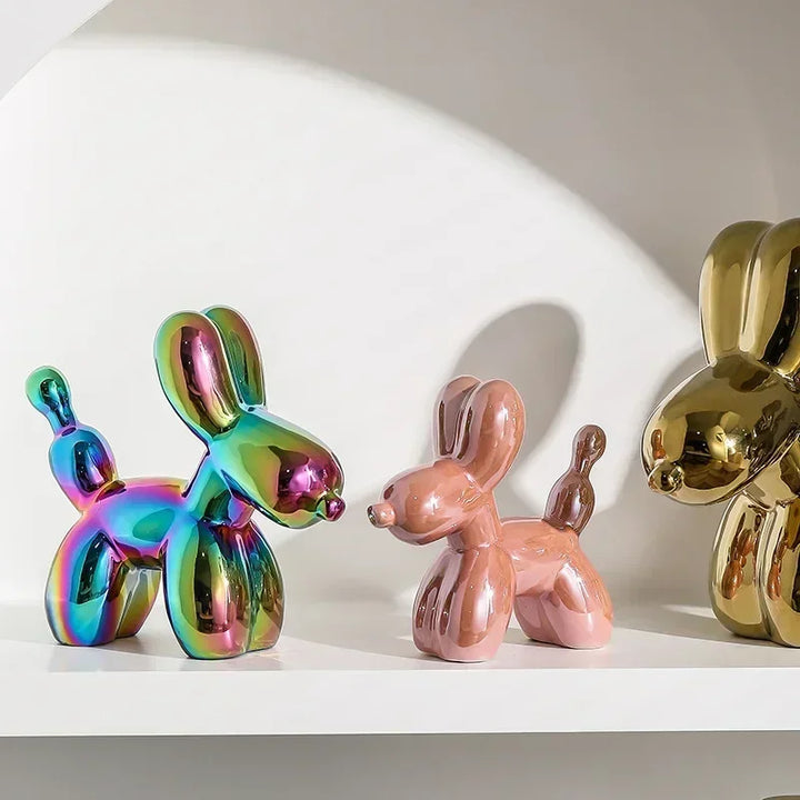 Noordse Keramische Ballonhond Sculptuur Gouden Dier Decoratie Standbeeld Woonkamer Ornamenten Creatief Bureau Ornament Thuis Decor