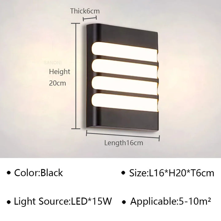 Moderne LED buitenwandlamp - Waterdichte tuinwandlamp, wandlicht voor gang, balkon en ingangsdecoratie