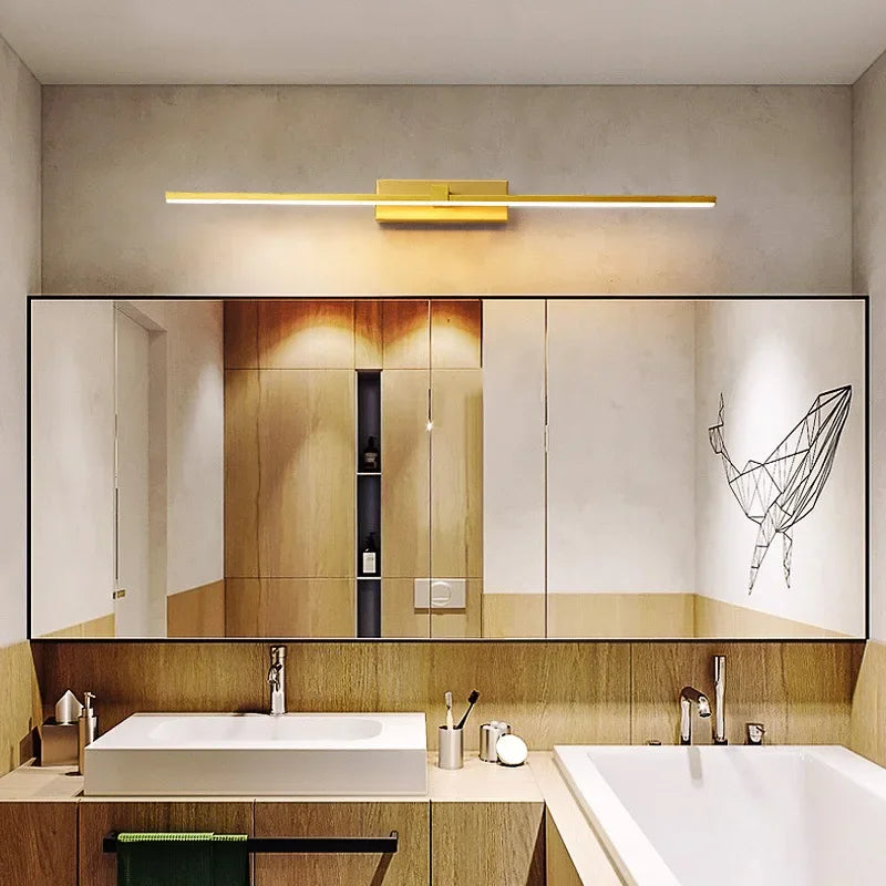 Moderne Gouden LED Wandlamp – Badkamerspiegelverlichting met Touch-schakelaar voor Slaapkamer, Woonkamer en Make-up Verlichting