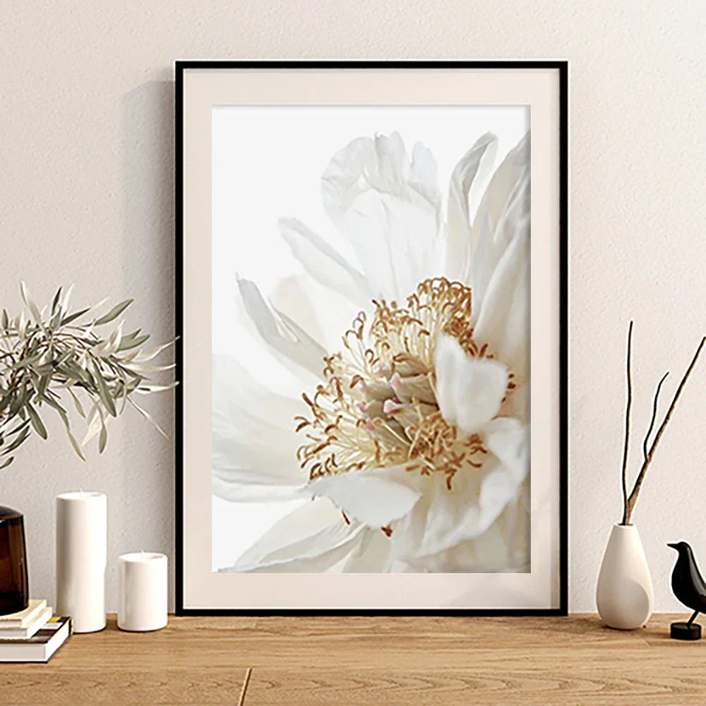 Moderne Witte & Gouden Bloemrijke Wandkunst Fijne Kunst Canvas Prints Foto's Voor Woonkamer Eetkamer Slaapkamer Kunst Decor (Set van 3 Stukken)